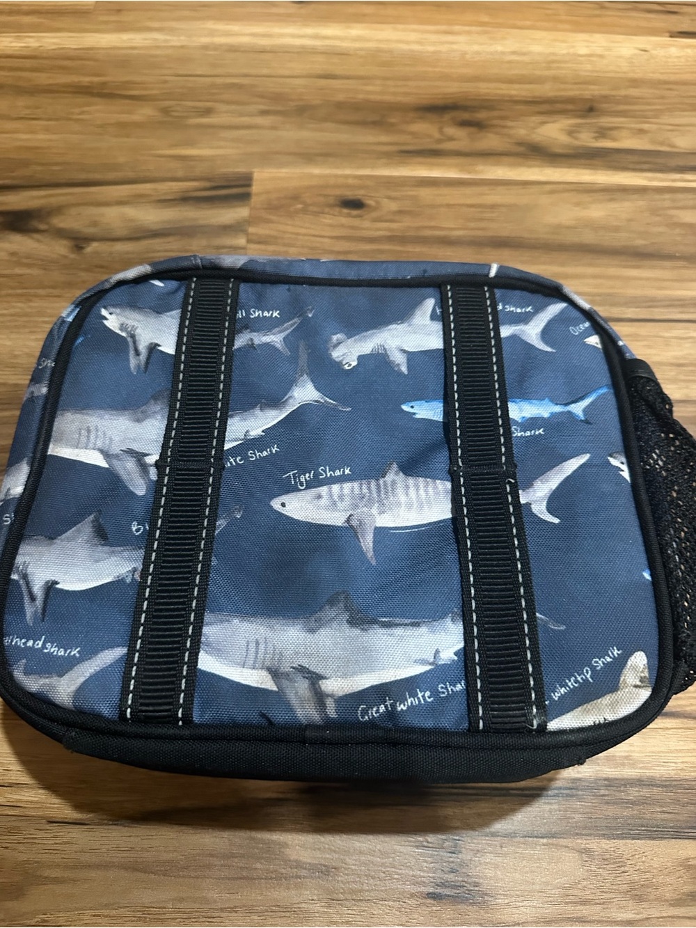 Pottery Barn Kids Navy Blue Shark-Print Toiletry Bag